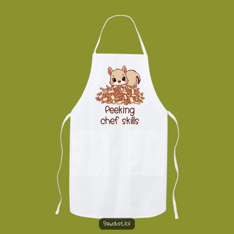 Funny Squirrel Peek Apron: Cook with Curiosity, Woodland Character Kitchen Gear