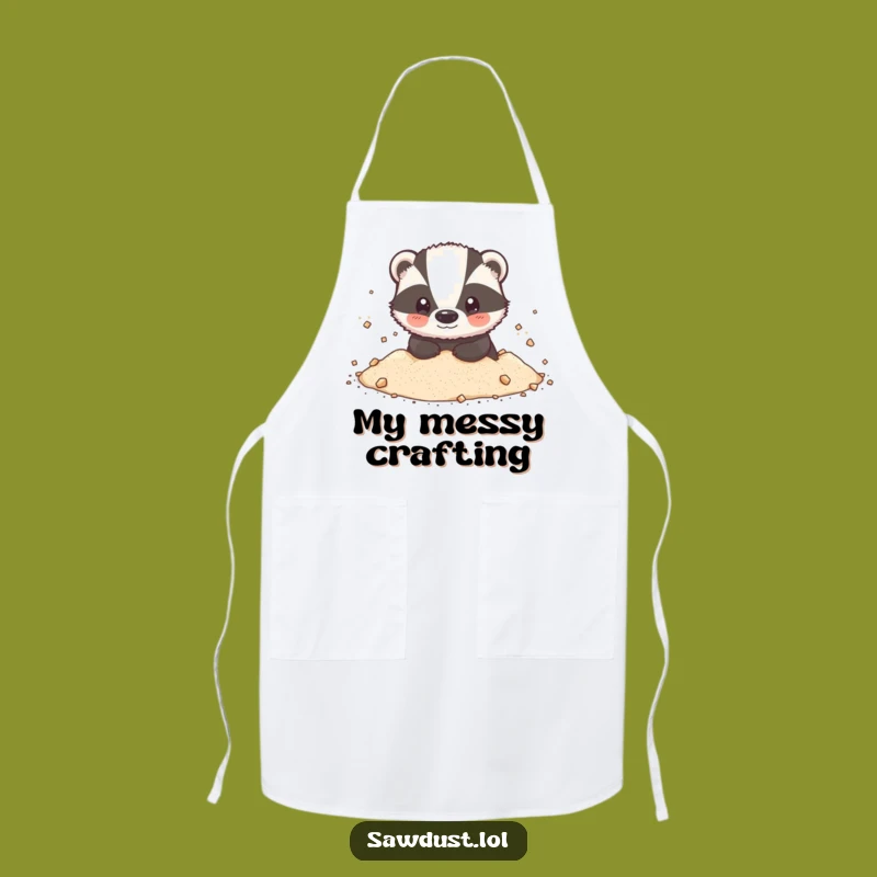Funny Badger Sawdust Apron: Cook with Woodland Charm