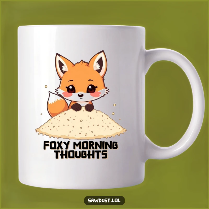 Funny Fox Peeking Sawdust Mug: Playful Cartoon Character, Hilarious Gift