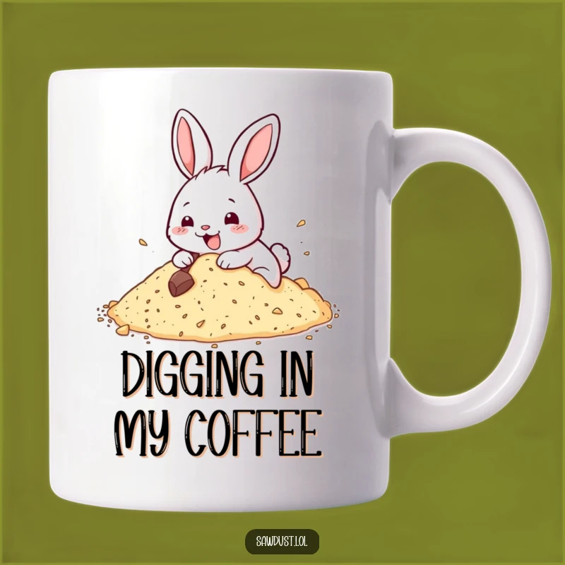 Funny Rabbit Dig Mug: A Happy Character Makes a Great Funny Gift