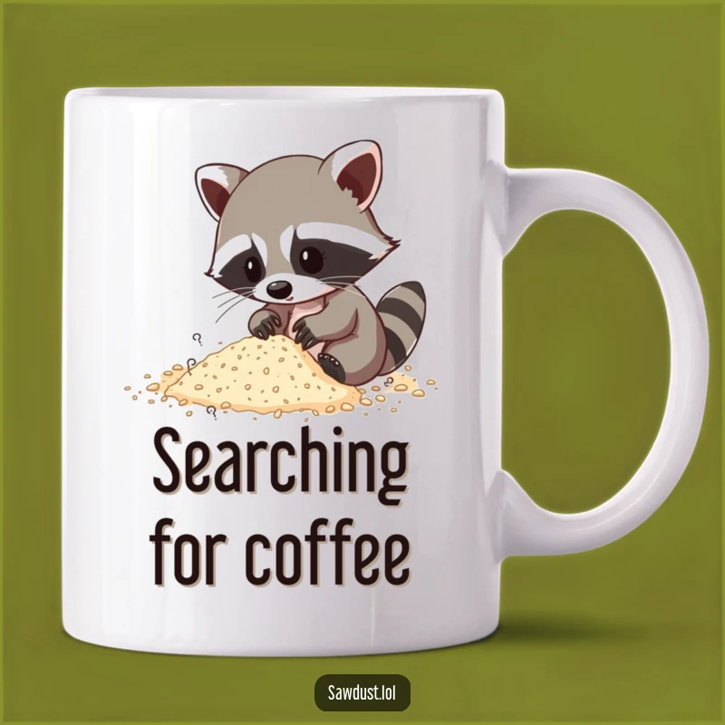 Funny Raccoon Sawdust Dig Mug - Curious Critter Coffee Lover Gift