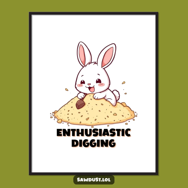 Funny Rabbit Dig Digital Art: Instant Happy Character Decor