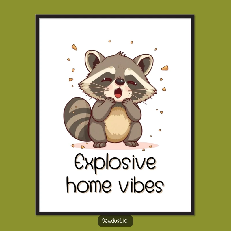Funny Raccoon Sneeze Digital Art: Comical Drama Download, Perfect Funny Gift
