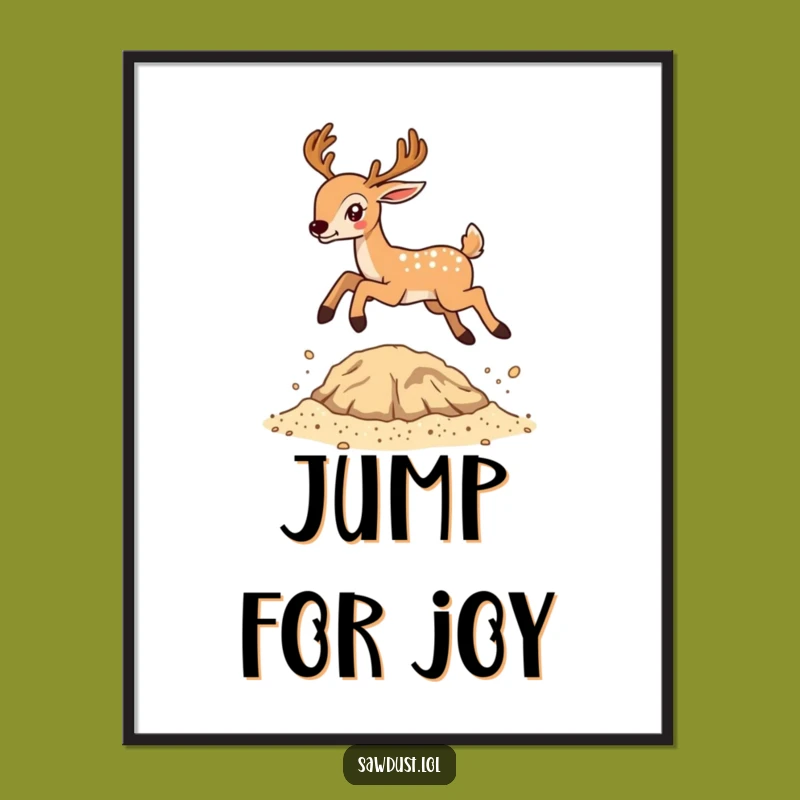 Funny Deer Sawdust Leap Digital Print - Instant Hilarious Wall Decor Gift