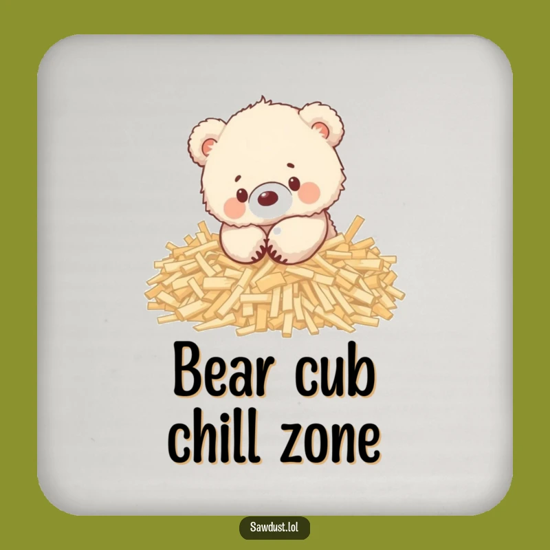 Funny Bear Cub Wood Shavings Coaster: Playful Protector, Adorable Tableware
