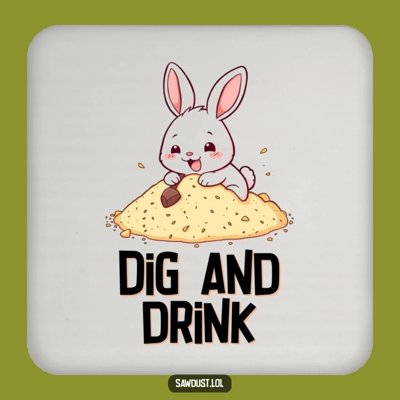 Funny Rabbit Dig Coaster: Protect Surfaces with Happy Character Charm