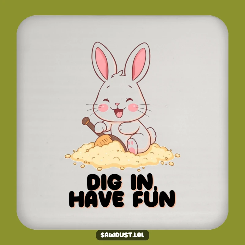 Funny Rabbit Digging Sawdust Coaster: Cheerful Protector, Adorable Tableware
