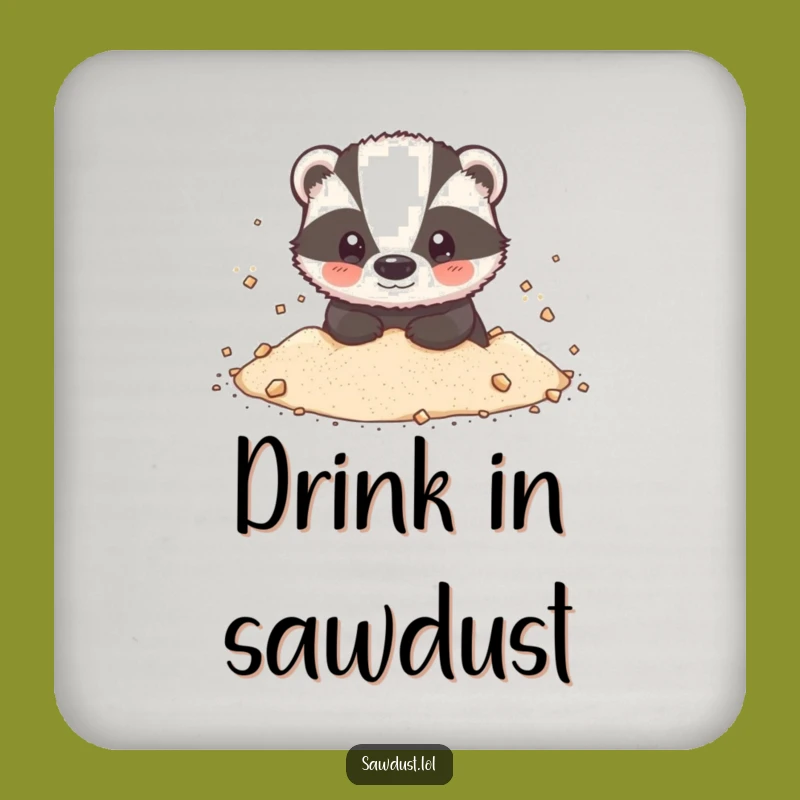 Funny Badger Sawdust Coaster: Protect Surfaces with Woodland Fun