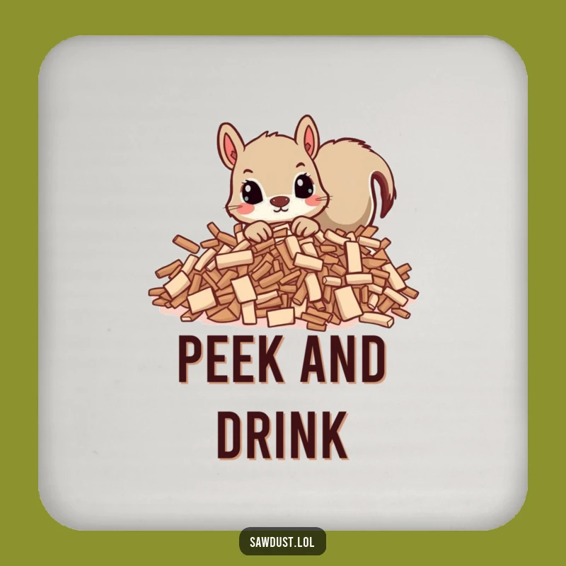 Funny Squirrel Peek Coaster: Protect Surfaces with Curious Character Charm