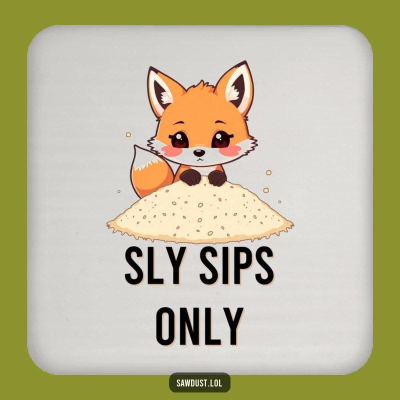 Funny Fox Peeking Sawdust Coaster: Playful Protector, Adorable Tableware
