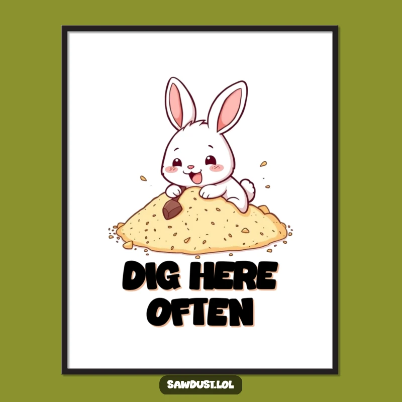 Funny Rabbit Dig Poster: Brighten Your Walls with Happy Character Art