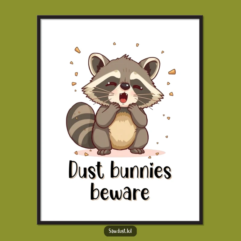 Funny Raccoon Sneeze Poster: Dramatic Art Print, Hilarious Wall Decor, Great Gift