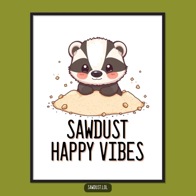Funny Badger Sawdust Poster: Add Woodland Art to Your Walls