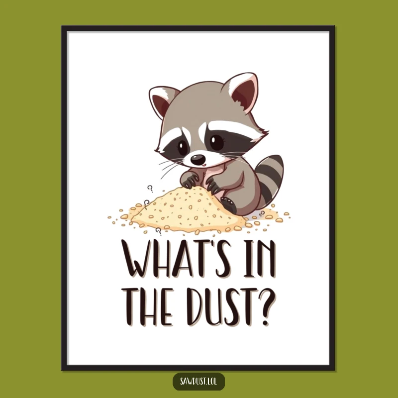 Funny Raccoon Sawdust Investigation Poster - Humorous Wall Art Gift