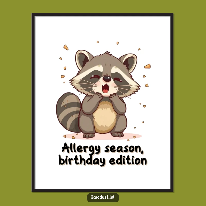Free Printable Wall Art: Comical Raccoon Sneeze Downloadable Decor for a Humorous Home