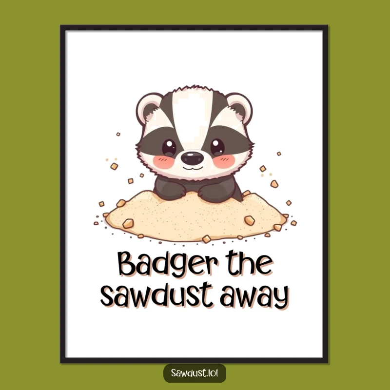 Free Printable Wall Art: Sawdust Badger, Quirky Downloadable Decor!