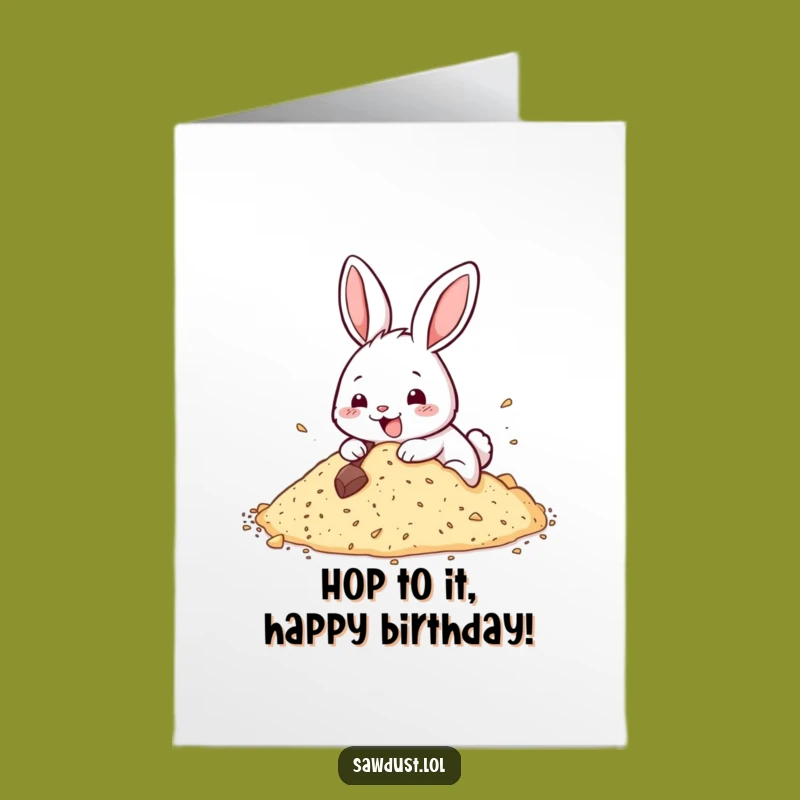 Free Printable Rabbit Birthday Card: Enthusiastic Digging Critter, Funny Downloadable & Print at Home