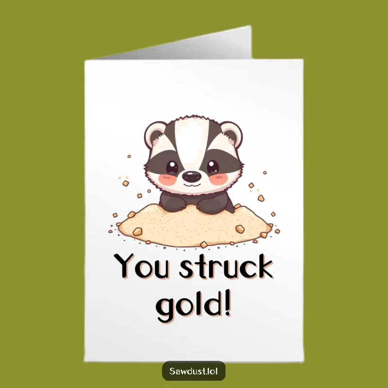 Free Printable Congrats Card: Sawdust Badger, Celebrate Success with Messy Humor!