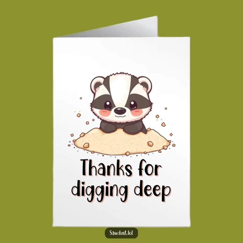Free Printable Thank You Card: Sawdust Badger, Thanks with a Quirky Touch!