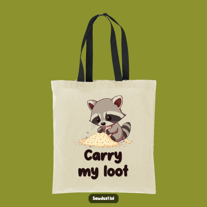 Durable Funny Raccoon Sawdust Tote Bag - Carry Your Finds with Humor Gift