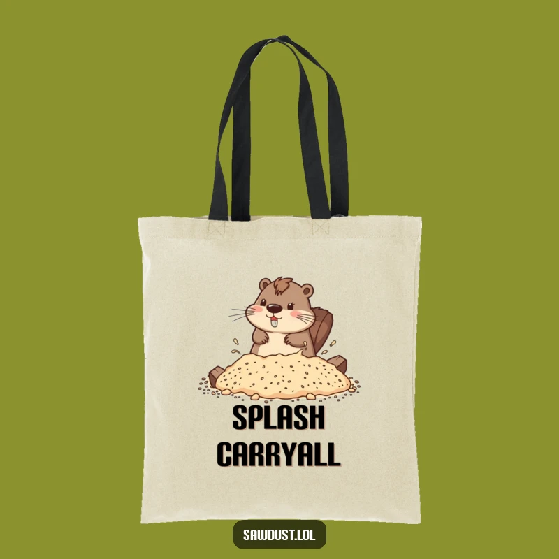 Funny Beaver Splash Tote Bag: Carry Your Gear with a Playful Character