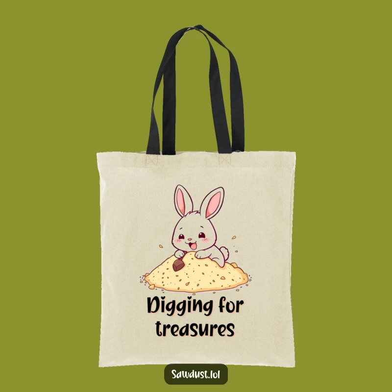 Funny Rabbit Dig Tote Bag: Carry Your Treasures with a Happy Character