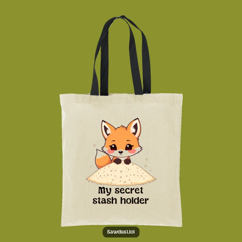 Funny Fox Peeking Sawdust Tote Bag: Playful Carry-All, Adorable Gift